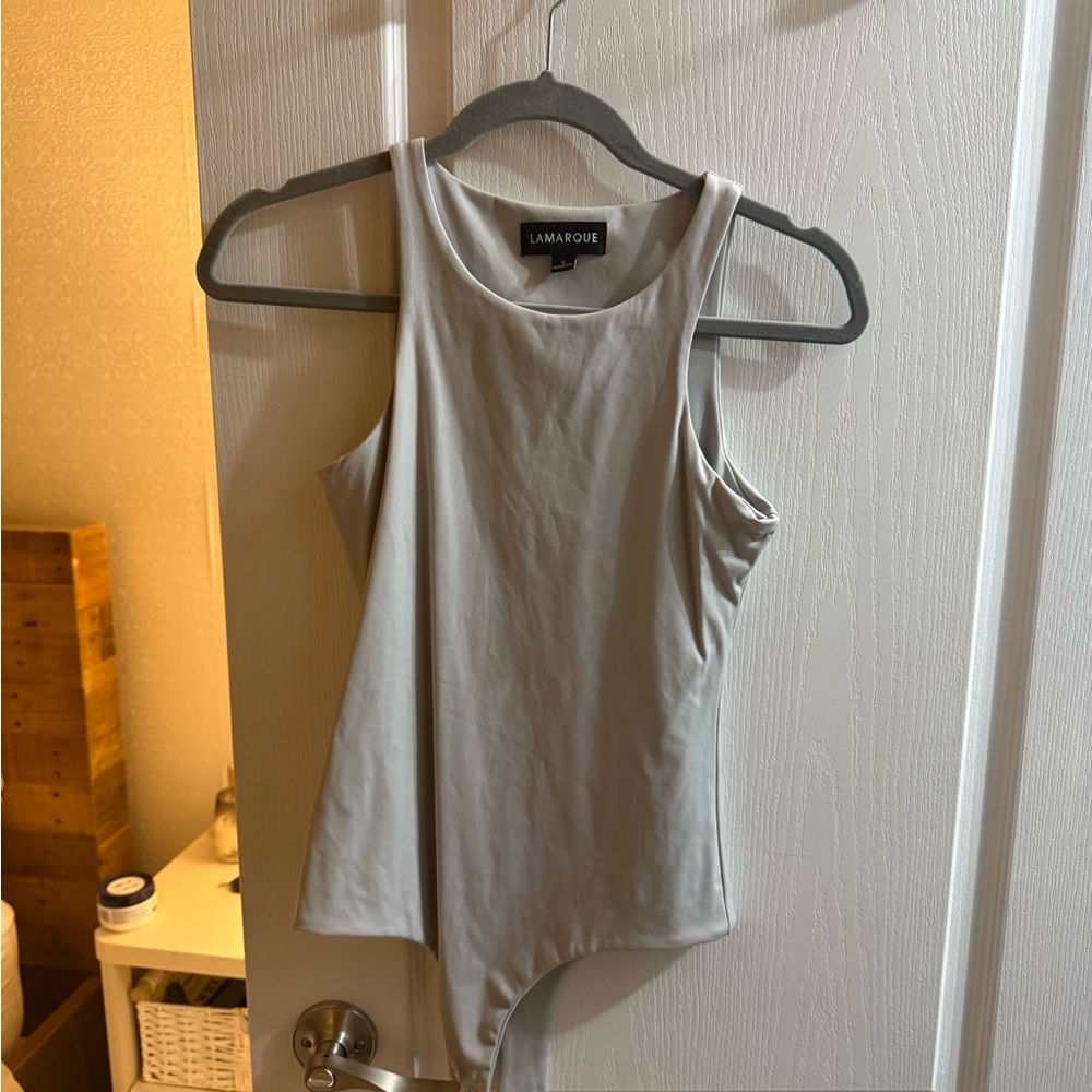 Lamarque Light Gray Sleeveless Crewneck Bodysuit